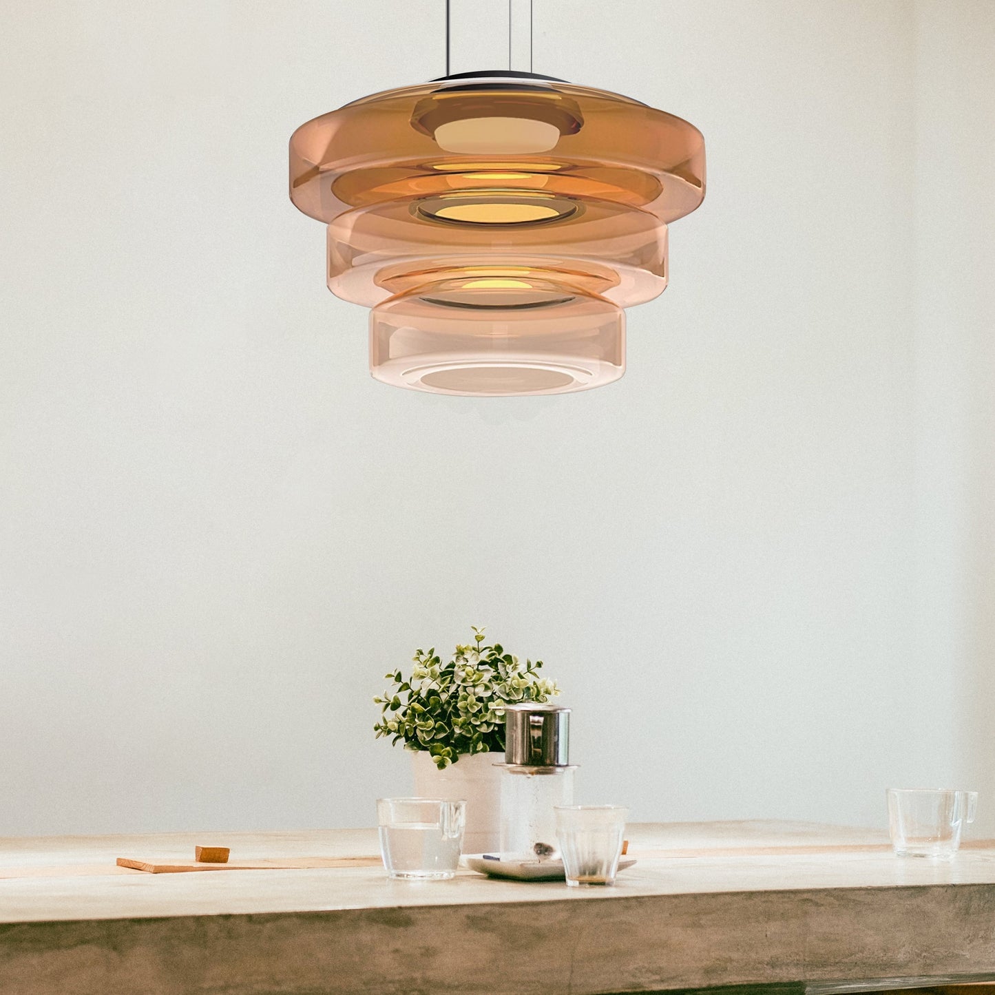Lampe Suspendue en Verre Moderne avec Éclairage LED Ajustable – Luminaire Suspendu pour Cuisine et Salon 2