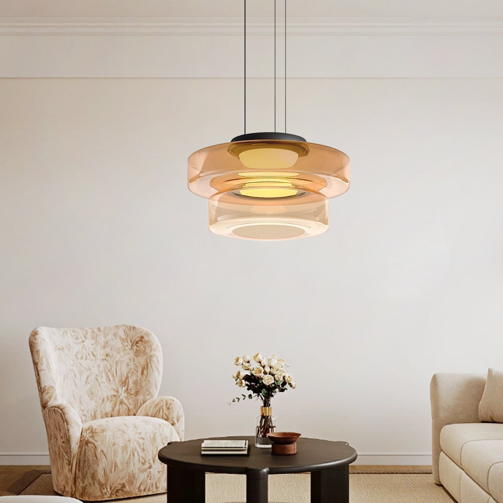 Lampe Suspendue en Verre Moderne avec Éclairage LED Ajustable – Luminaire Suspendu pour Cuisine et Salon 4
