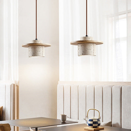 Suspension Luminaire en Travertin Naturel avec Éclairage LED Ajustable pour Cuisine et Salle à Manger – Élégance Moderne 1